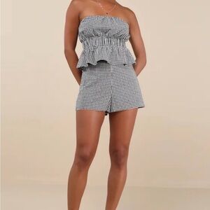 Lulus Black and White Gingham Set
